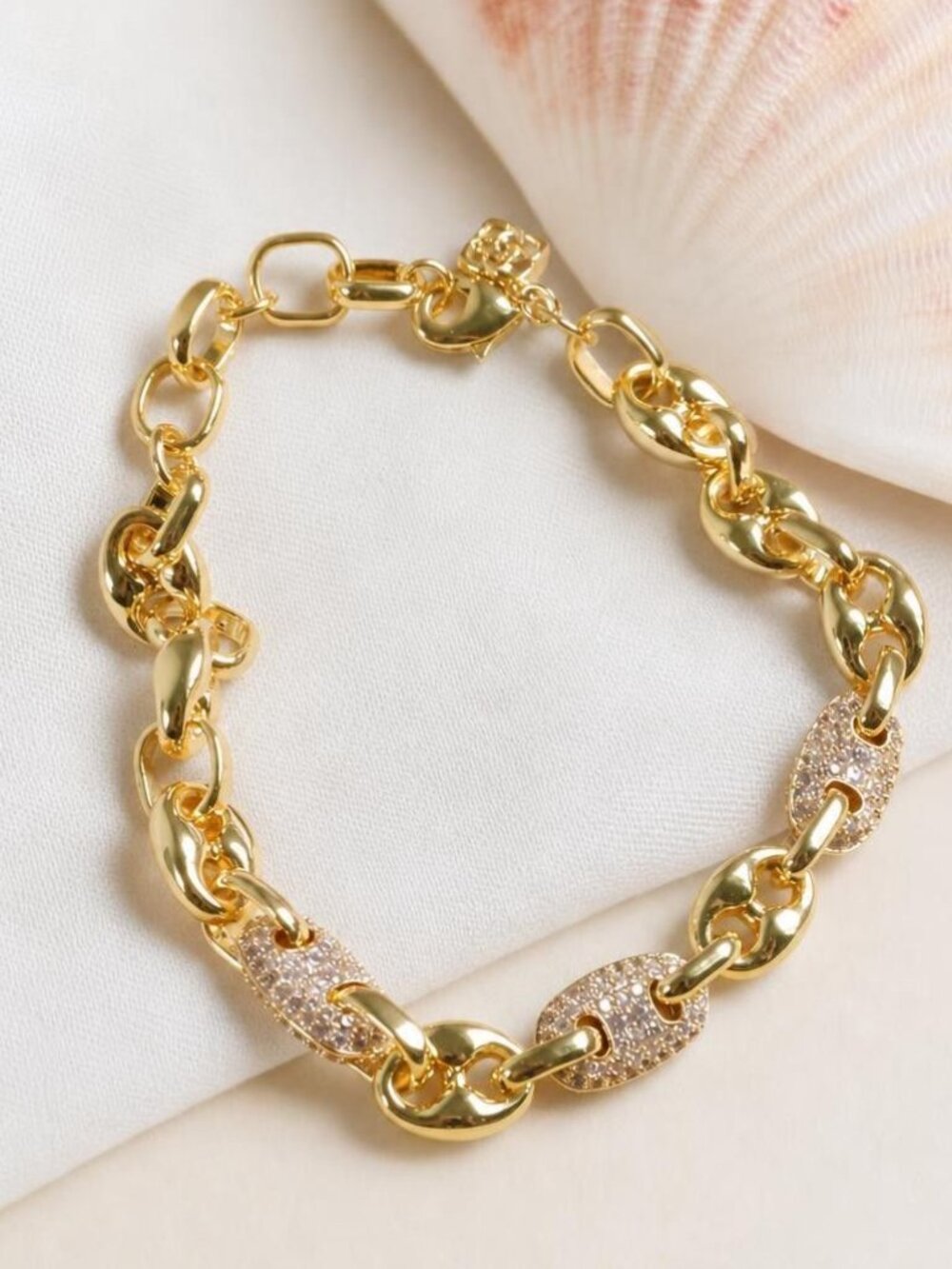 Kendra Scott Bailey Gold White CZ Pave Chain Bracelet - Picture 2 of 2